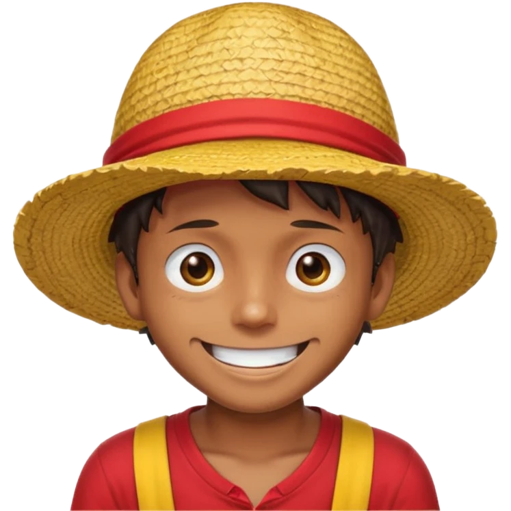 Luffy with a big smile and red shirt with yellow and red straw hat emoji