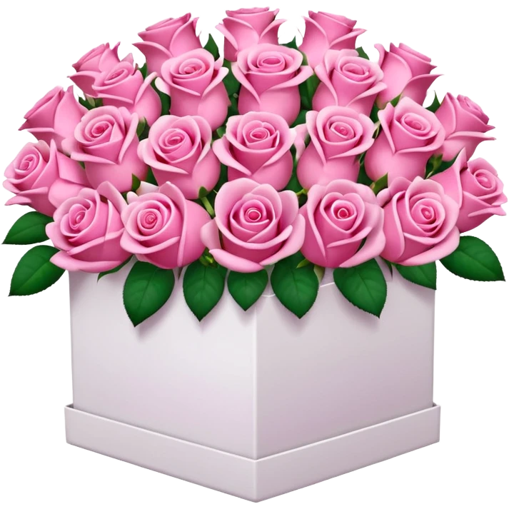bouquet of pink 15 roses in a white box emoji