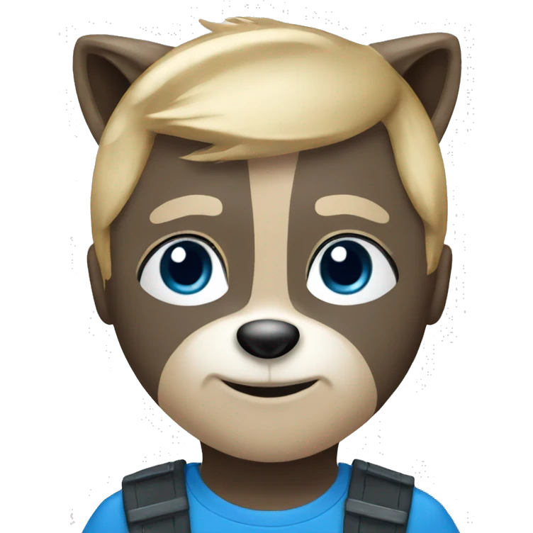 Raccoon with blond hair and blue eyes emoji