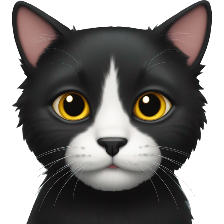 fluffy black cat with white spot on nose emoji