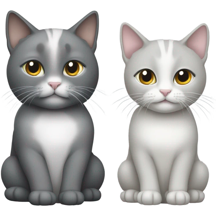 Two cats one light grey and the other dark grey emoji