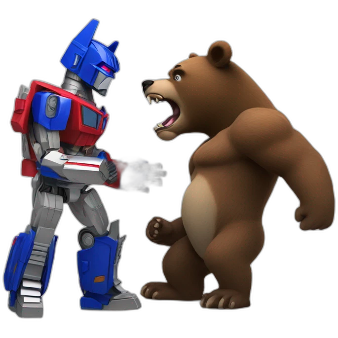 Optimus prime fighting a bear emoji