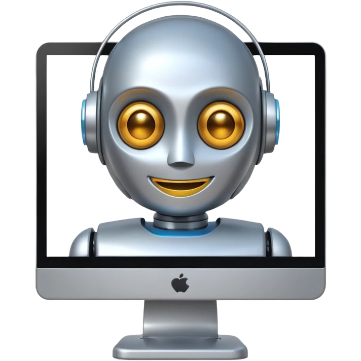 smiling robot on computer screen representing AI emoji