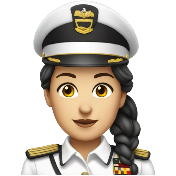 German Ship Captain Woman white Uniform dark hair emoji