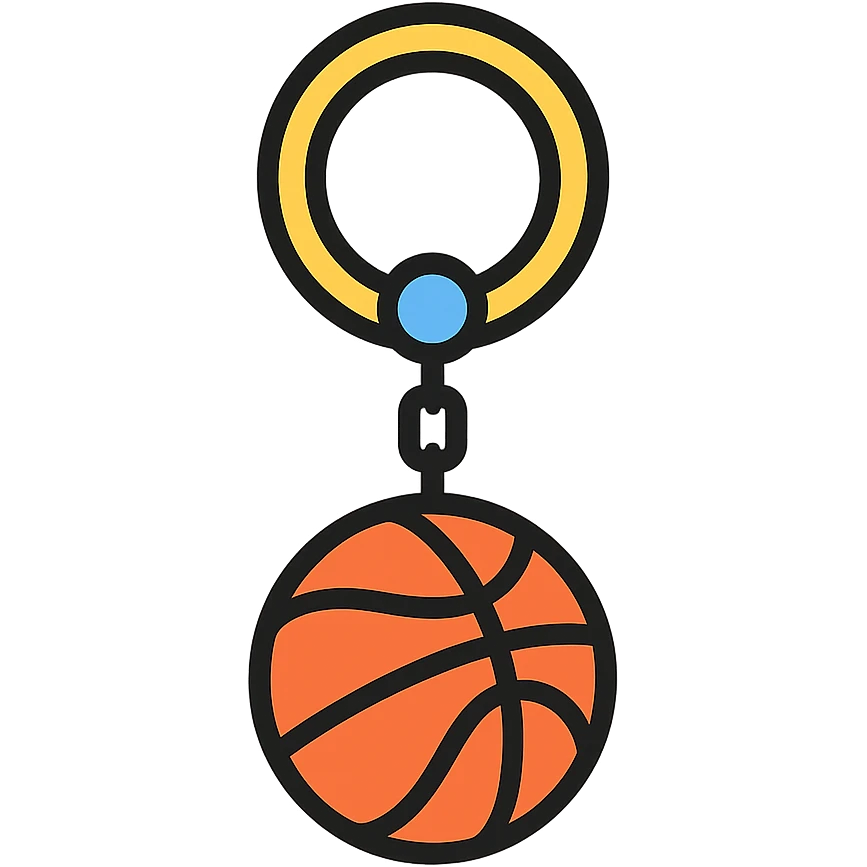 color outline icon of a basketball keyring emoji