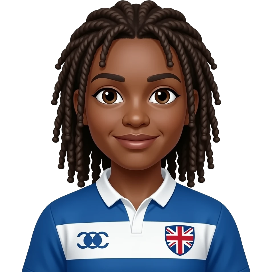Black British Rugby Player (Woman) with Dreadlocks emoji