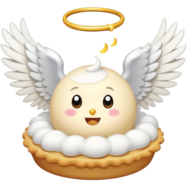 a cream pie flying with angel wings emoji