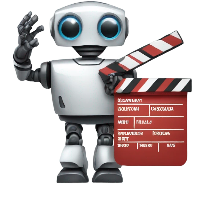 robot holding a clapboard emoji