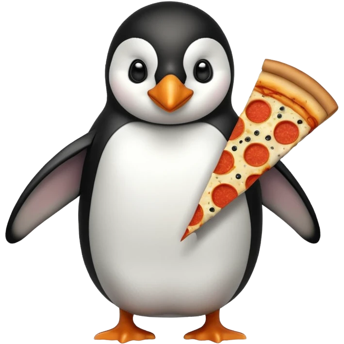 Pizza yiyen penguen emoji