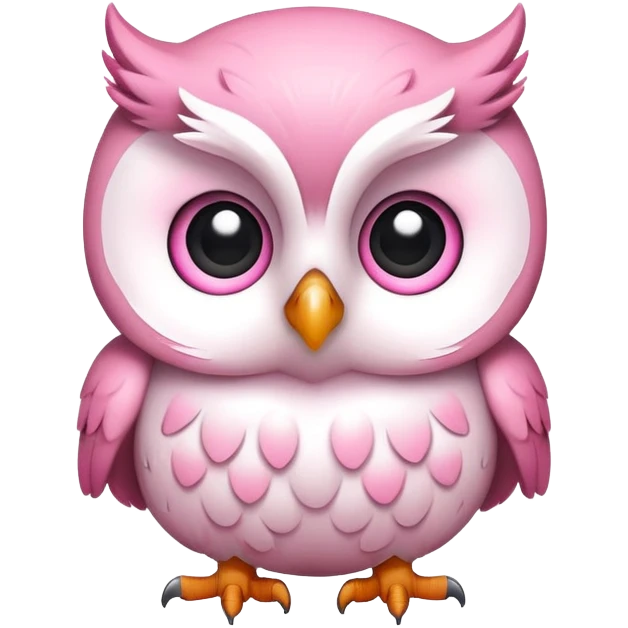 cute baby owl white pink emoji