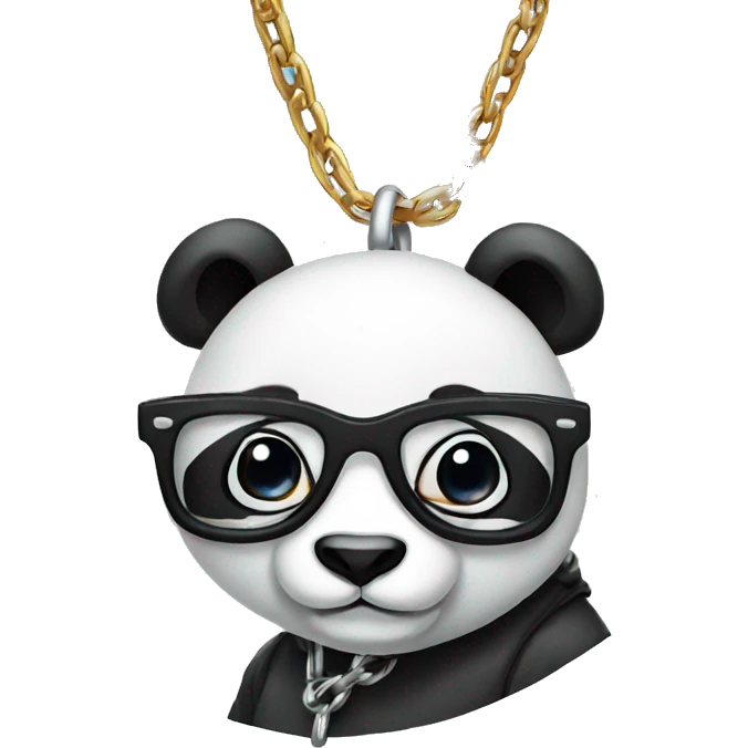 Panda with glasses and a chain emoji