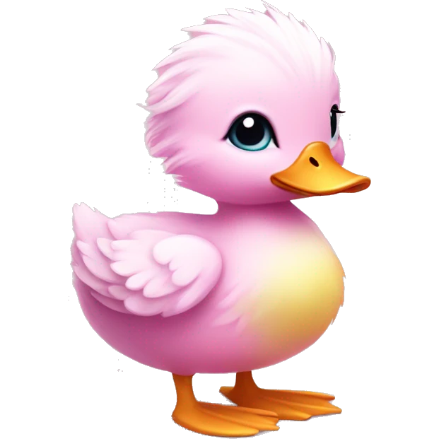 Cute fluffy pink little duck  emoji