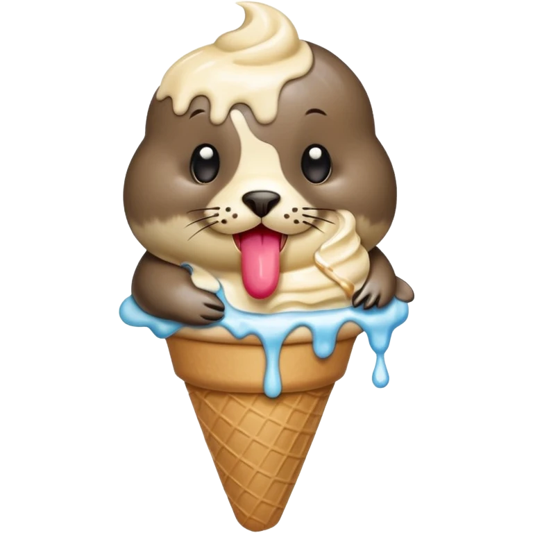Seal eating ice cream cone emoji