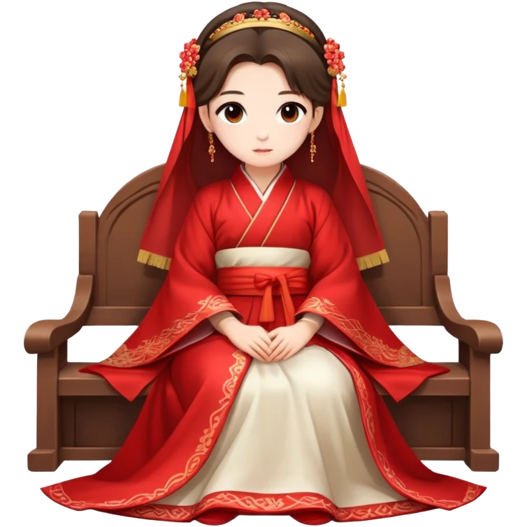 Beautiful girl wearing red Hanfu wedding dress sitting emoji