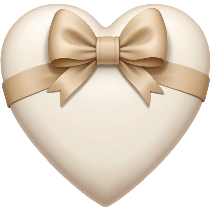 white heart with beige bow emoji