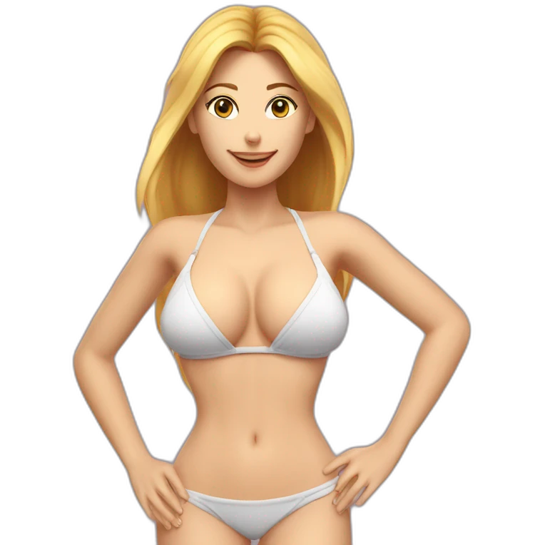 Slim-fit Caucasian woman bikini cute (beach body) bed emoji