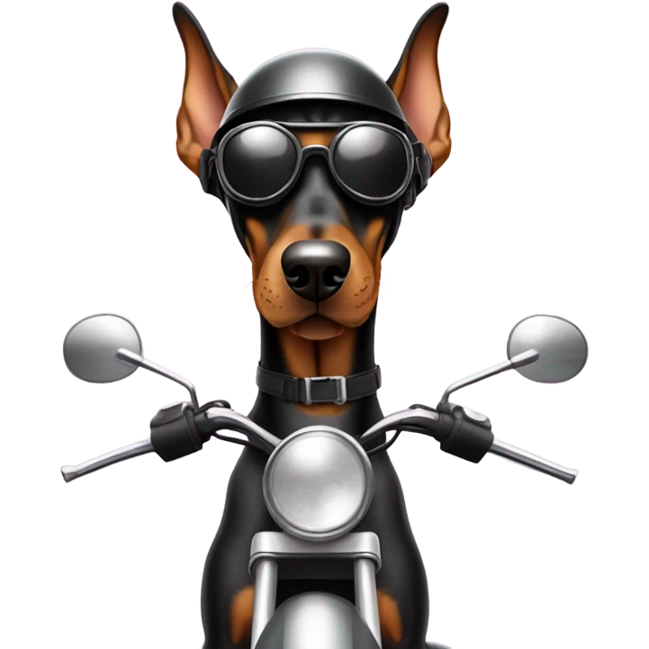 Doberman riding motorcycle emoji