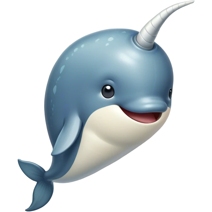 Cinematic Comical Narwhal Portrait Emoji, Head tilted dramatically with an exaggeratedly amused expression, featuring a sleek, elegantly streamlined body with a prominently spiraled ivory tusk and wide, comically expressive eyes full of playful disbelief, Simplified yet hilariously expressive features, highly detailed, glowing with a slightly sassy arctic glow, high shine, dramatic yet playful, stylized with an air of quirky marine mischief, soft glowing outline, capturing the essence of a meme-worthy narwhal that looks ready to side-eye its way into viral fame! emoji