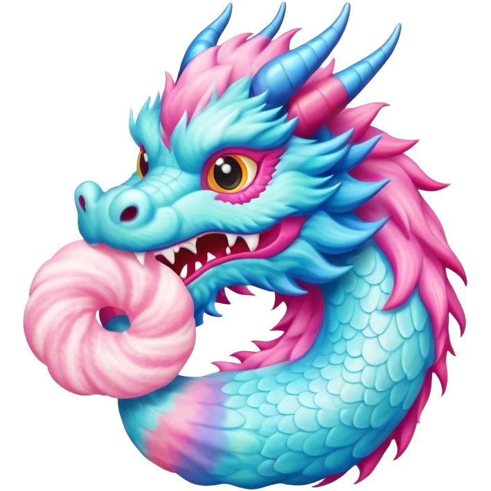 Chinese dragon-shaped cotton candy art emoji