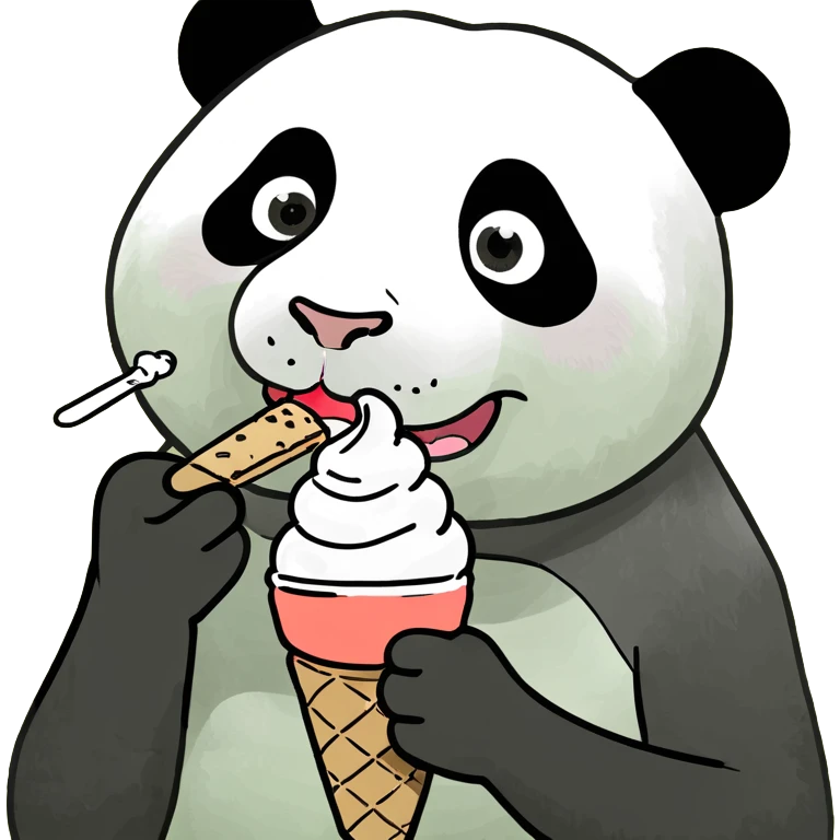 Panda eating ice cream emoji