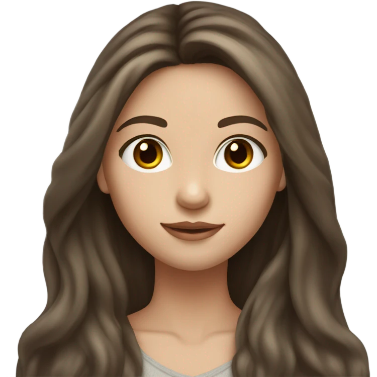 long hair brunette girl with hazel eyes and fair skin tone emoji