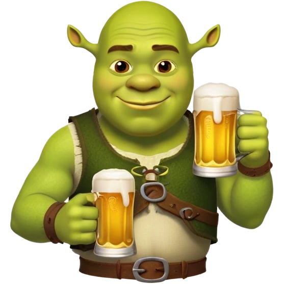 Shrek with a beer emoji