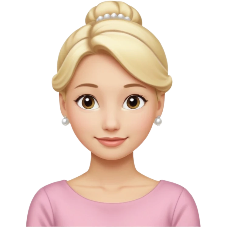 Blonde Women with Bun, Elegant Lady – blonde hair in neat low bun, pearl earrings, gentle smile.
 emoji