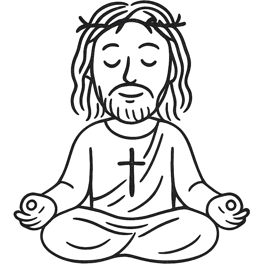 Jesus meditating, peaceful expression emoji