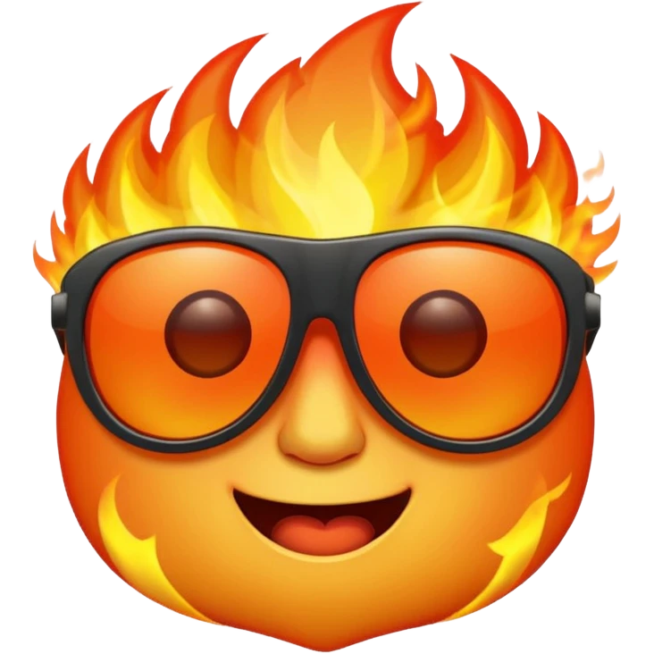 Make a fire emoji with sunglasses but without a face, just fire with glasses emoji