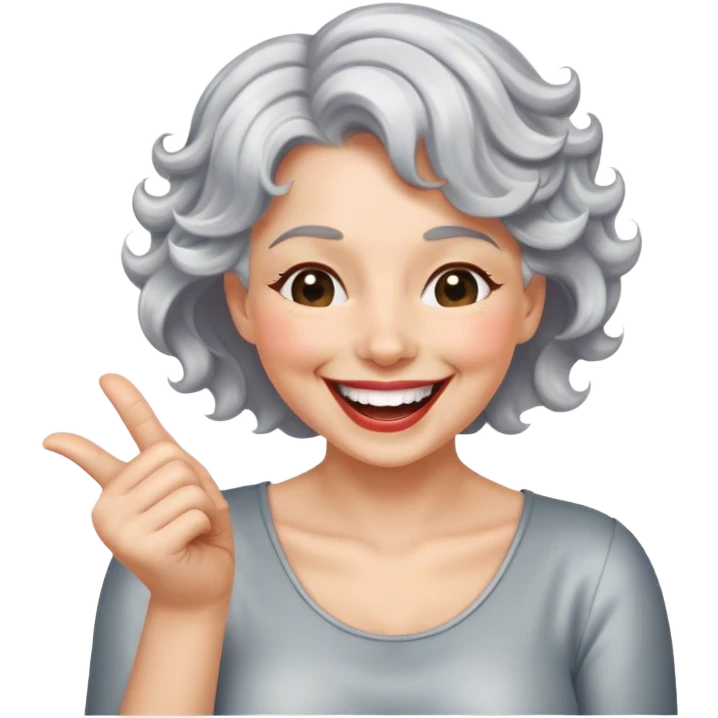 laughing lady short fine silver wavy hair thumb emoji