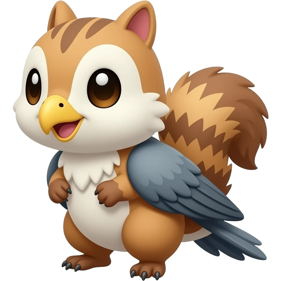 Cute chipmunk-sparrow-Fakemon-gryphon-hybrid-creature emoji