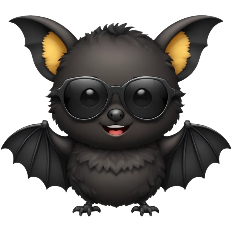 cute black bat with sunglasses, full body emoji