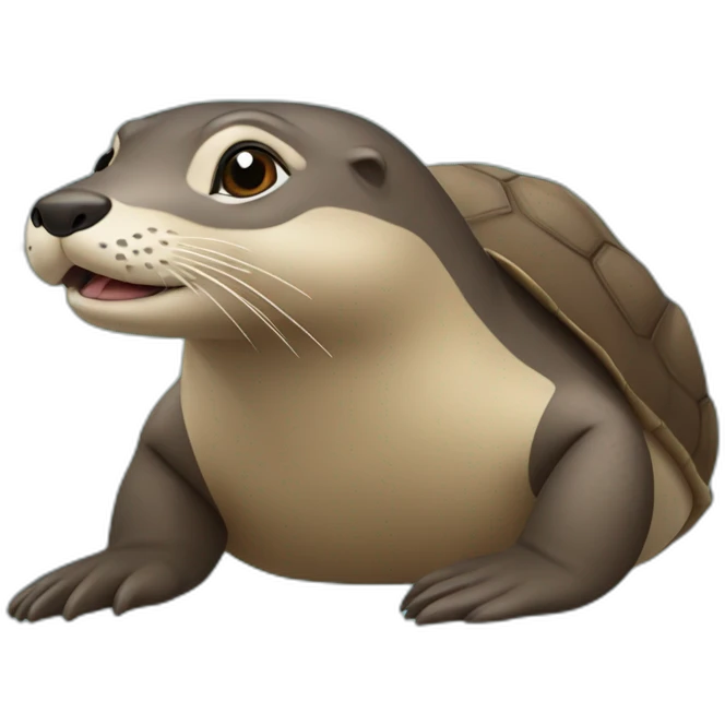 Une loutre sur une tortue emoji
