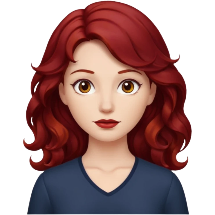 Mujer pelirroja oscura con ondas emoji