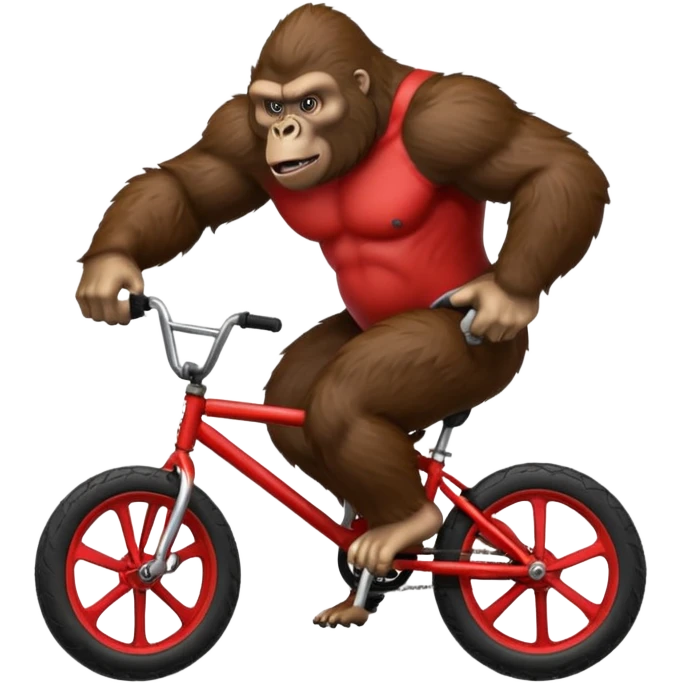 Gorilla wheeling a red BMX bike emoji