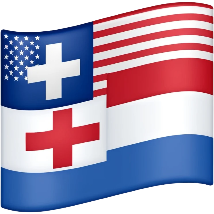 hybrid flag blending the red cross of Georgia with the blue field and stripes of the US flag emoji