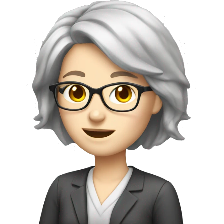 teacher female short gray hair glasses pale skin emoji