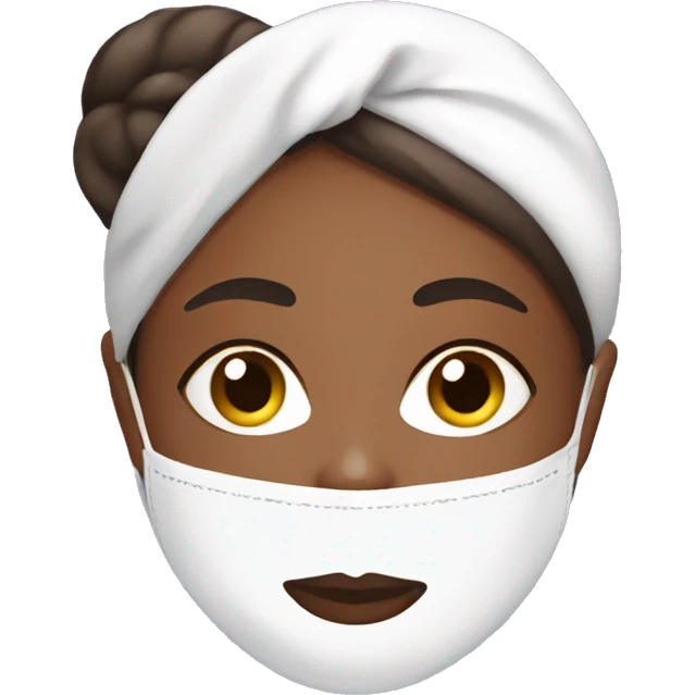 Brown skin Lady with face mask spa beauty full face relaxing emoji