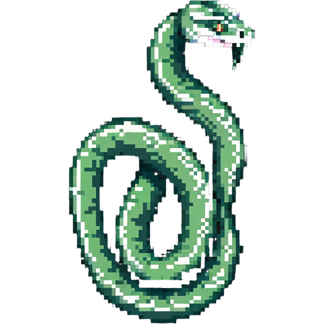 Retro gaming style Python logo with an 8-bit snake and Python text emoji