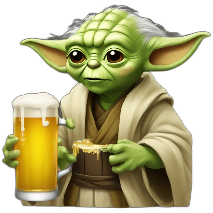 Yoda with beer emoji