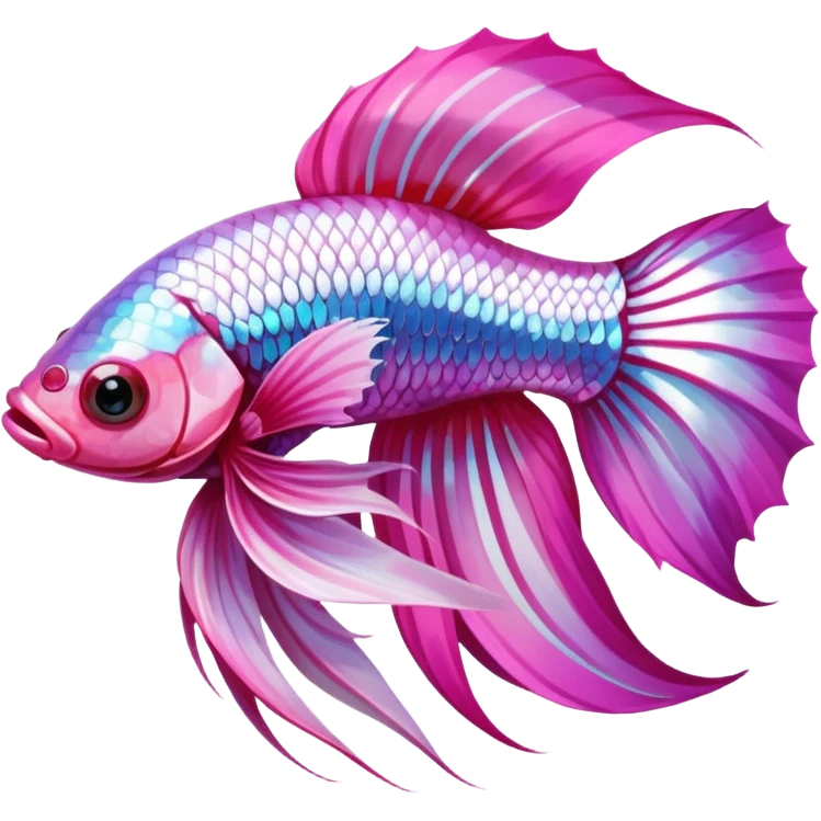pink and white betta fish with curled tail emoji