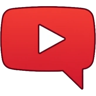 A minimalist logo for "YoutubeShort" combining YouTube play button in red (#FF0000) with a speech bubble and a simple AI brain circuit pattern. Clean lines, flat design. emoji