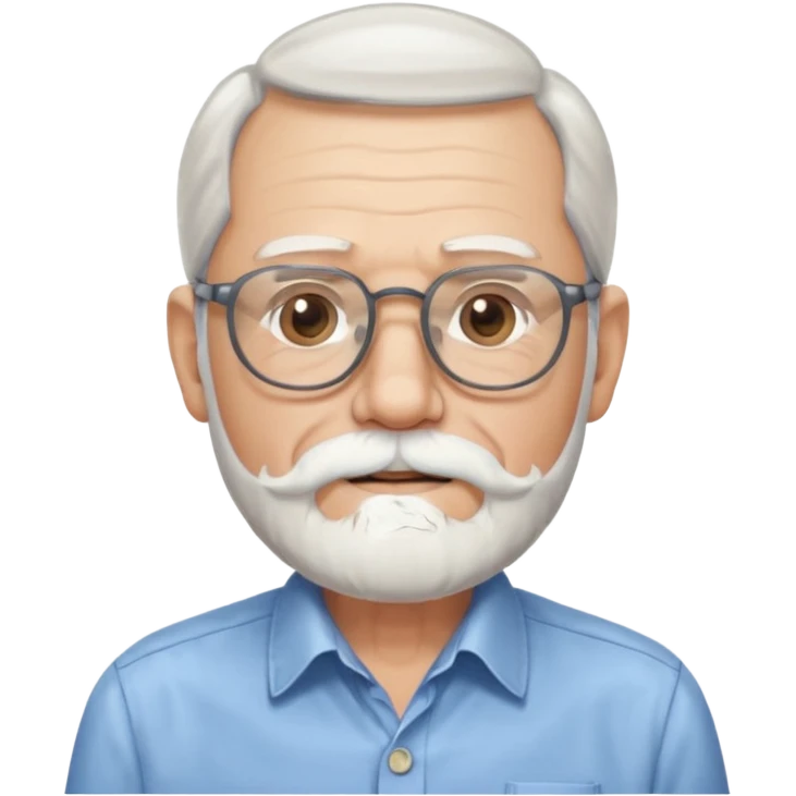elderly glasses man with long beard and shirt emoji
