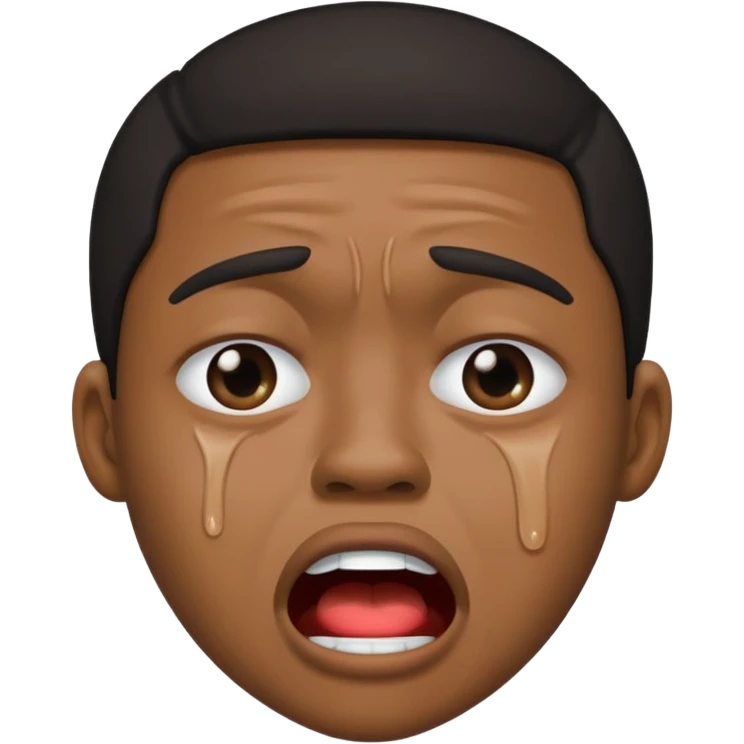 Black person crying with moutj wide open frowning emoji