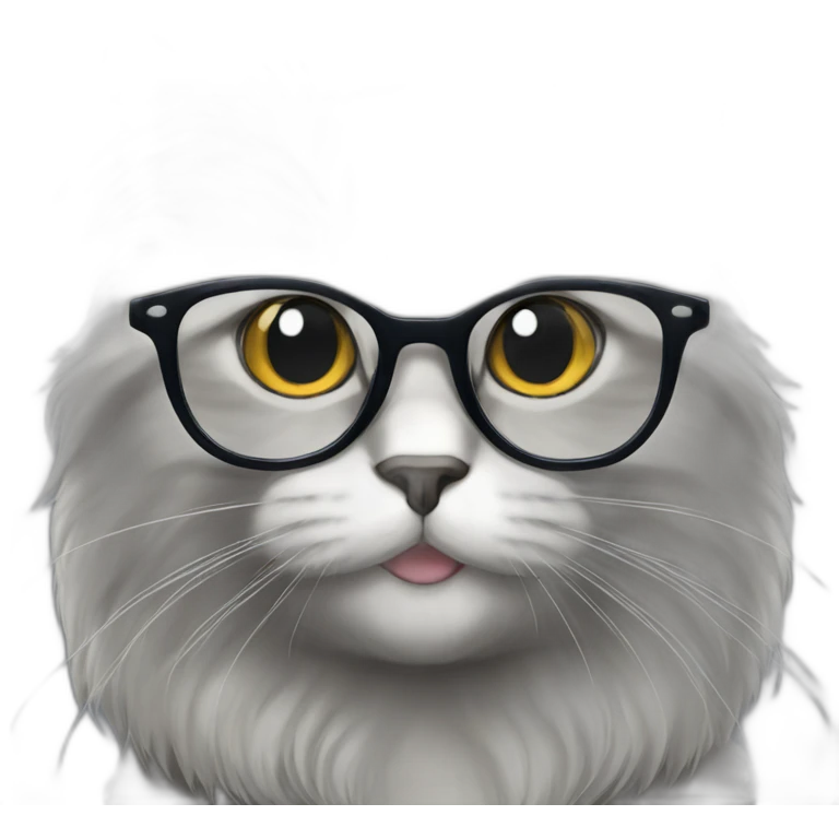 Grey Cat British Longhair smiling with glasses emoji