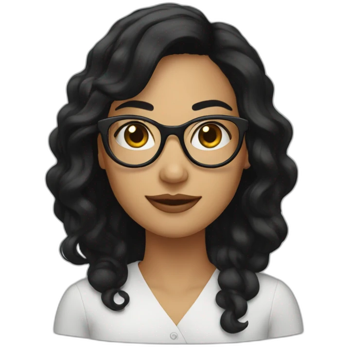A women with rond glasses black hair emoji