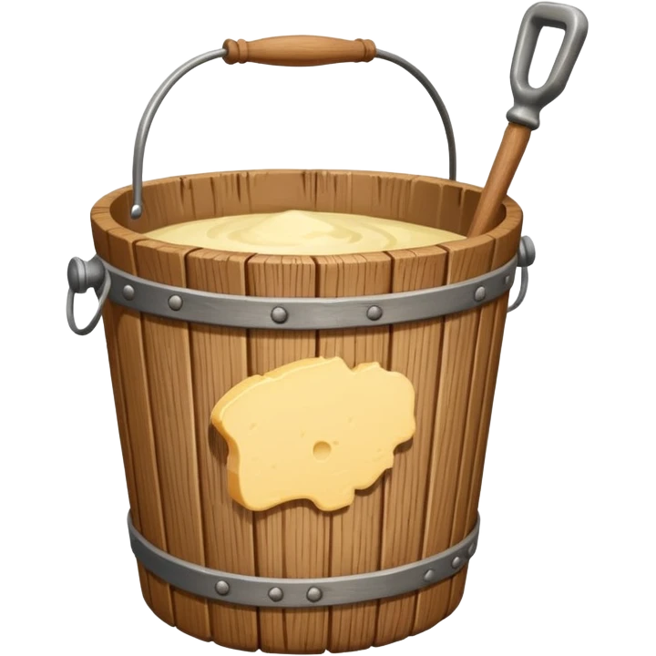 Create a wooden butter churn bucket with stick showing  emoji