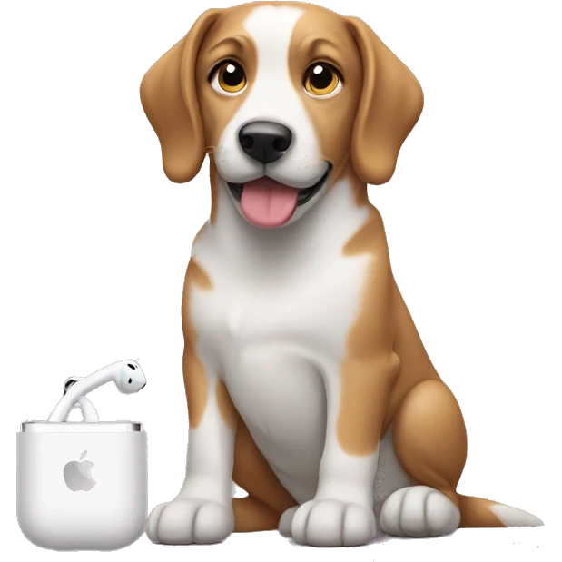 Dog with iphone and airpods emoji