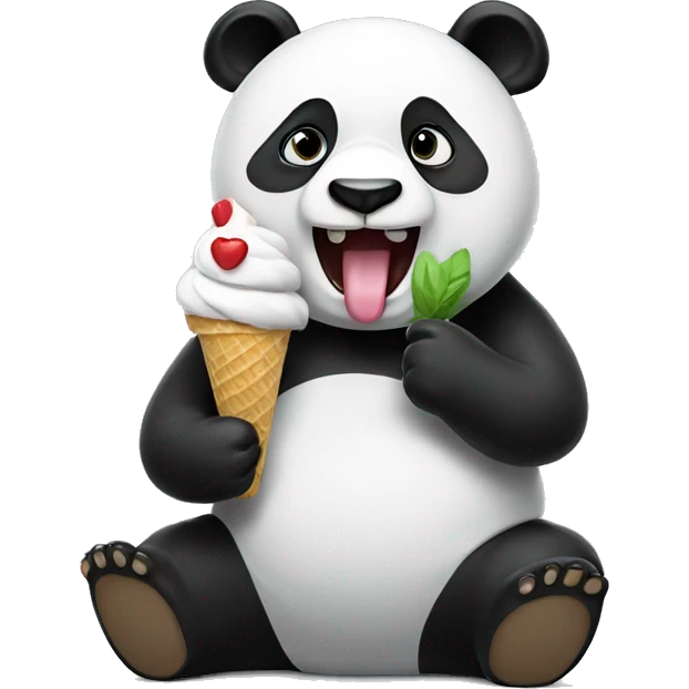 Panda eating ice cream emoji
