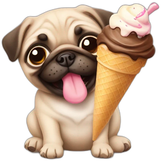 pug puppy with ice cream emoji